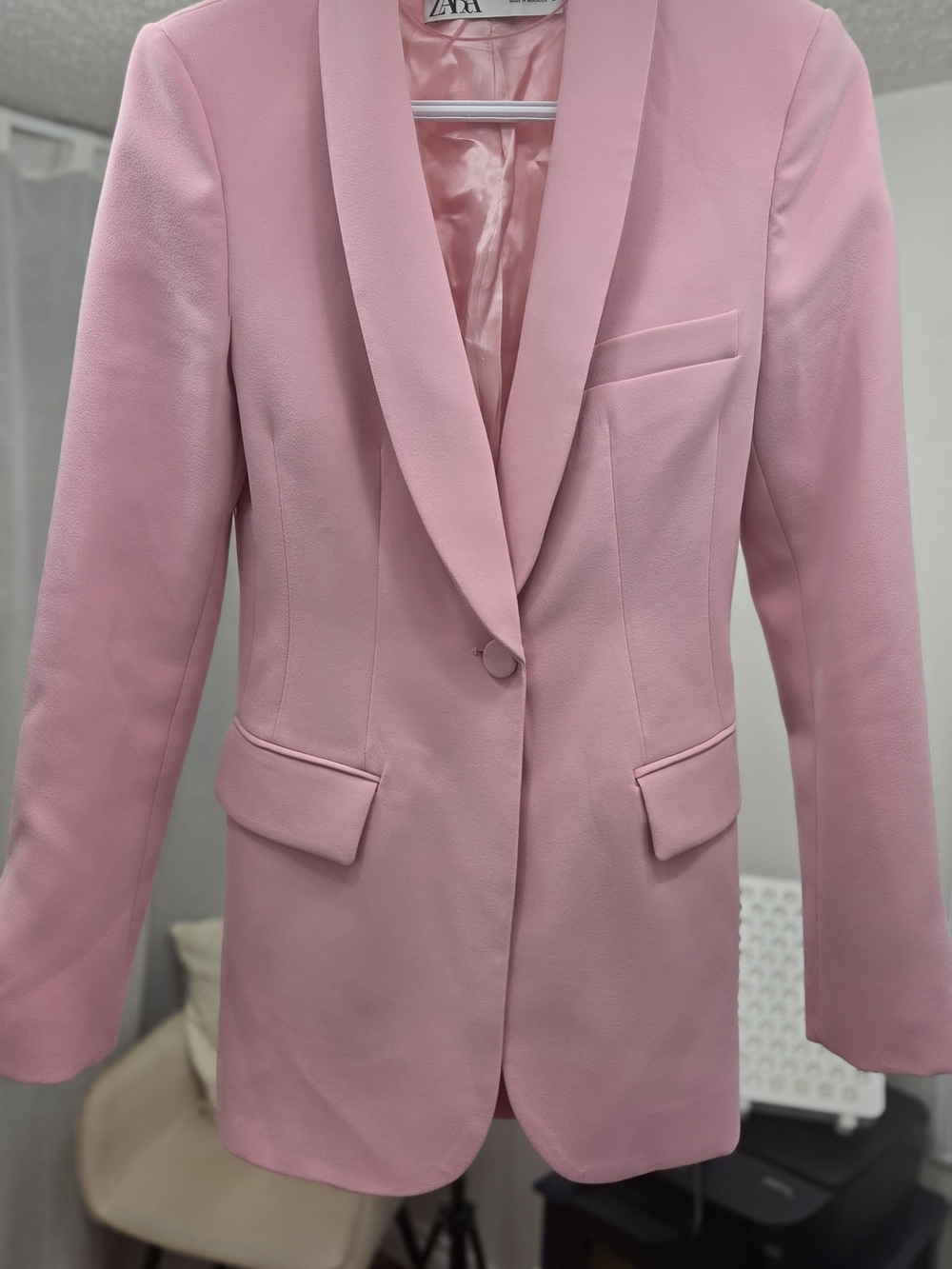 Zara Soft Pink Single-Button Tailored Blazer